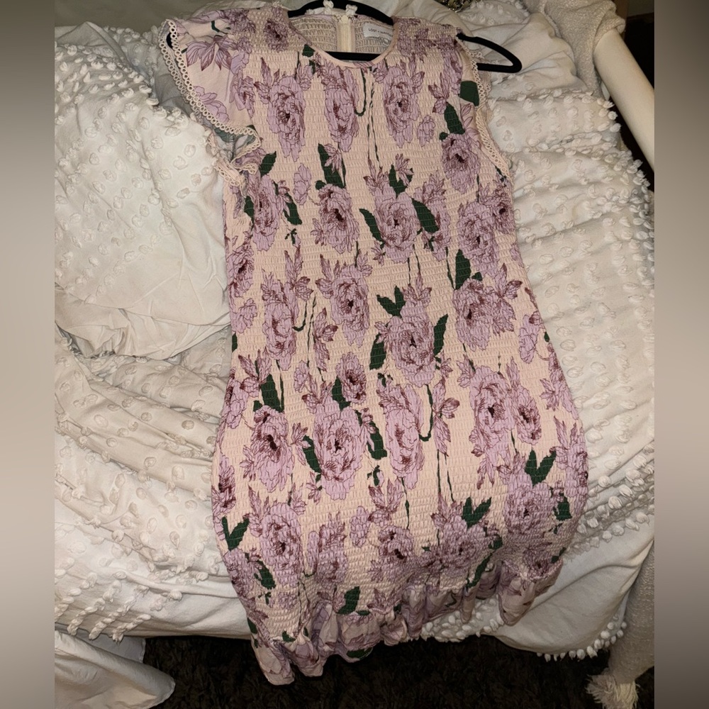 purple floral mini dress